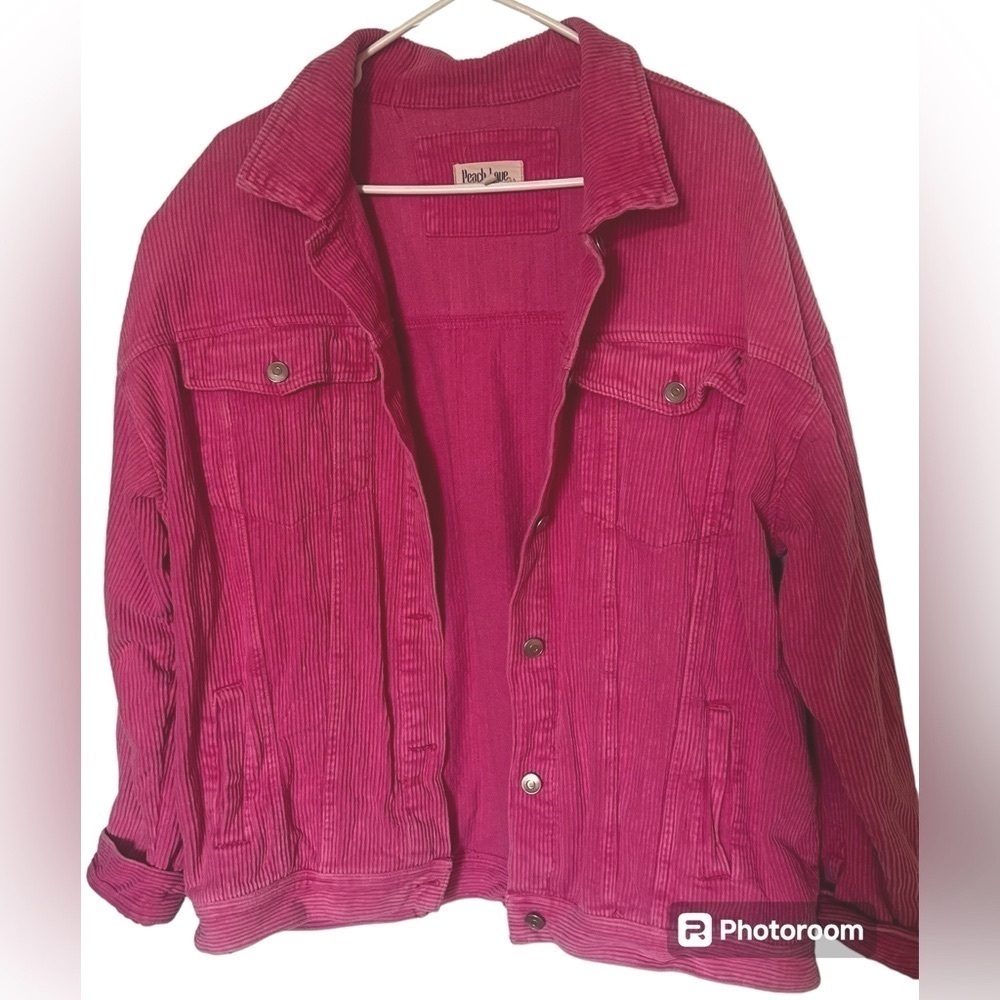 Peach Love Corduroy Shacket | Size Medium